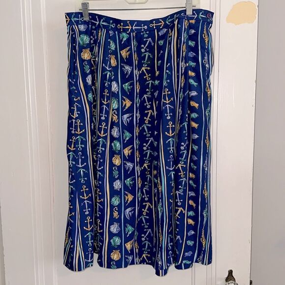 Vintage Pendleton Blue, Turquoise & Gold Nautical Beach Print Skirt Set - Picture 6 of 10